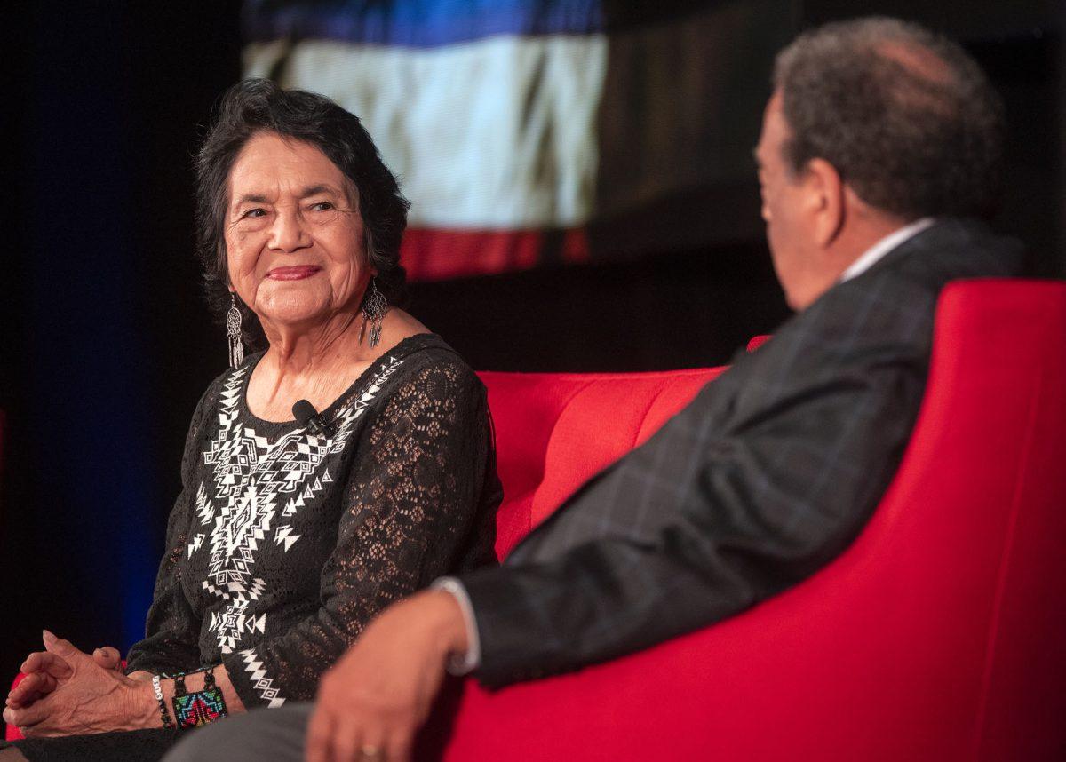 Longtime civil rights leaders Dolores Huerta and Andrew Young discuss their social justice efforts at The Summit on Race in America at the LBJ Presidential Library on Monday, April 8, 2019. Huerta, a Presidential Medal of Freedom recipient, co-founded the United Farm Workers of America with Cesar Chavez in the 1960s and has spent decades advocating for laborers, women, and children. Young, a key lieutenant to Martin Luther King, Jr. in the civil rights movement of the 1960s, has served as mayor of Atlanta, U.S. congressman from Georgia, and U.S. Ambassador to the United Nations. Moderating the discussion is Mark K. Updegrove, LBJ Foundation president and CEO.

The Summit on Race in America runs from April 8-April 10 at the LBJ Library.

04/08/2019
LBJ Library Photo by Jay Godwin