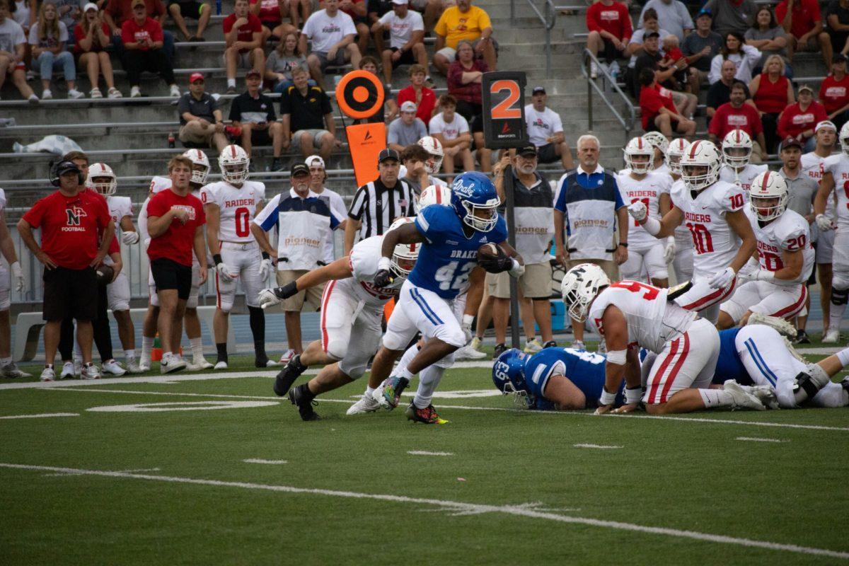 The Drake football team fell to the Northwestern Iowa Red Raiders after an overtime visit. Photo courtesy of Sarah Fey Media