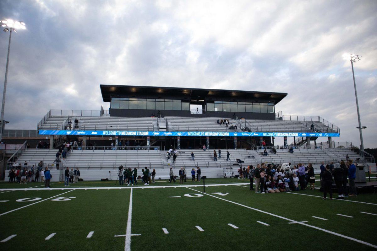 THE MEDIACOM STADIUM will be shared by both Drake University and Des Moines Public Schools. The ribbon cutting ceremony was held Friday, Oct. 13. PHOTO courtesy of Sarah Fey | Staff writer