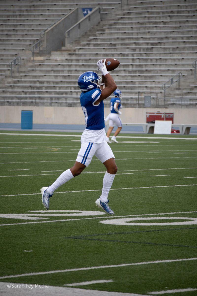 THE DRAKE FOOTBALL TEAM secured their first win of the season this past weekend against Morehead State. The game is the first of eight Pioneer Football League games that the team is set to compete in this season. PHOTO BY Sarah Fey | STAFF PHOTOGRAPHER