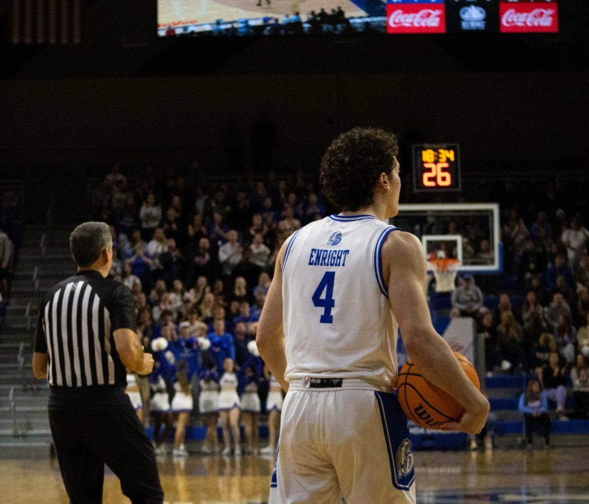 CONOR ENRIGHT has played a more substantial role in the Bulldogs’ lineup this season. PHOTO BY Sarah Fey | staff photographer