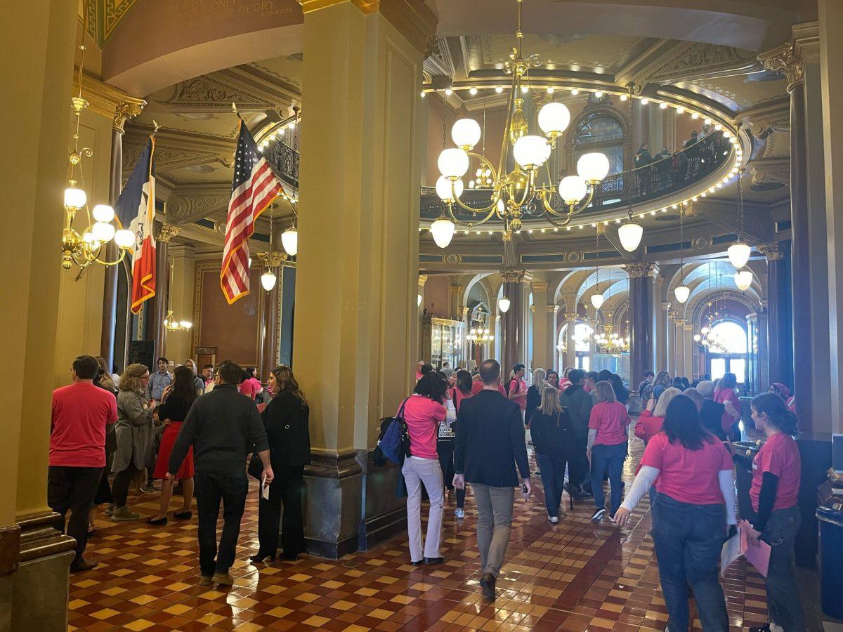 Legislators at the Iowa Capitol witnessed a sea of pink from Planned Parenthood supporters last Thursday. Photo by Caroline Siebels-Lindquist | Commentary Editor