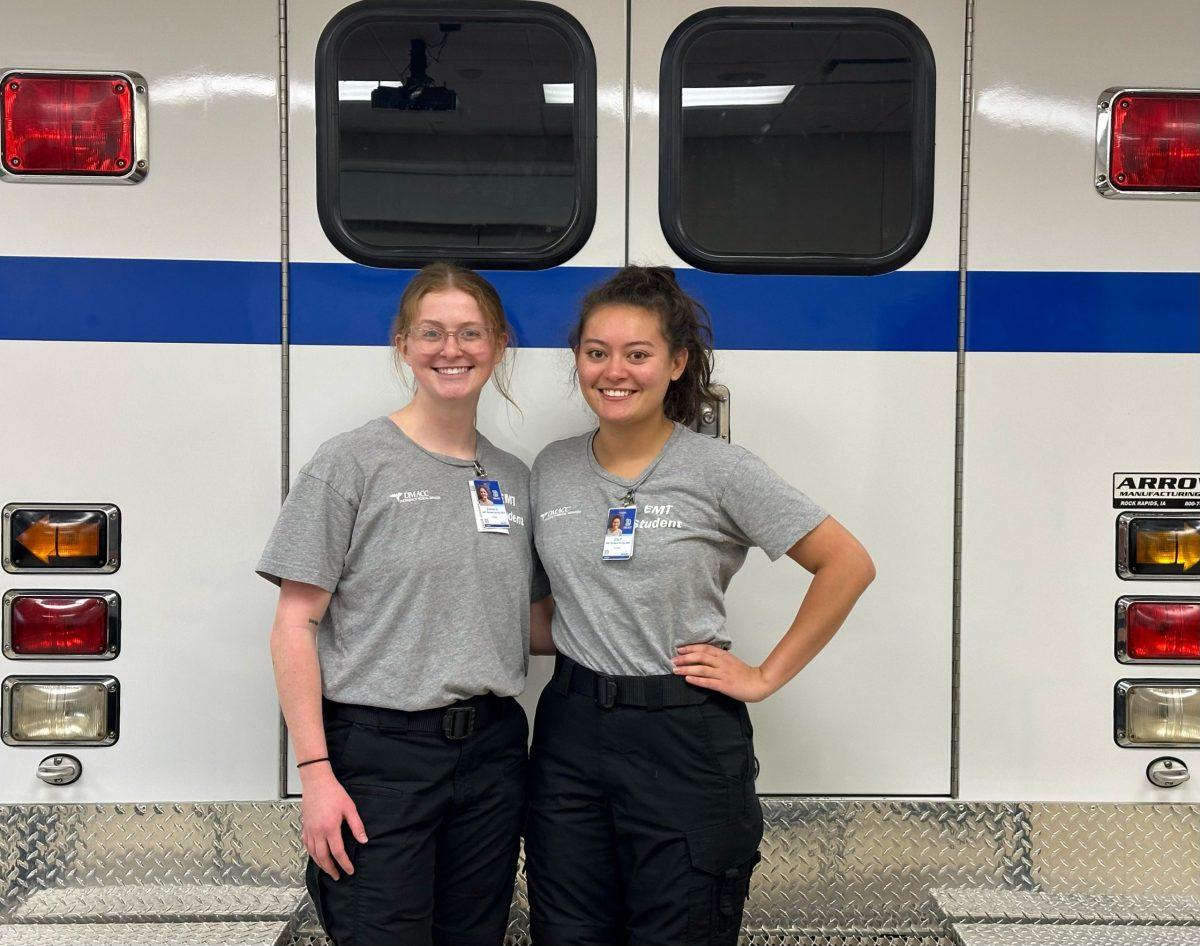 Seniors Emma Garfoot and Elle Forsmark spend at least two days a week training to earn an EMT license in an off-campus program. Photo courtesy of Emma Garfoot.