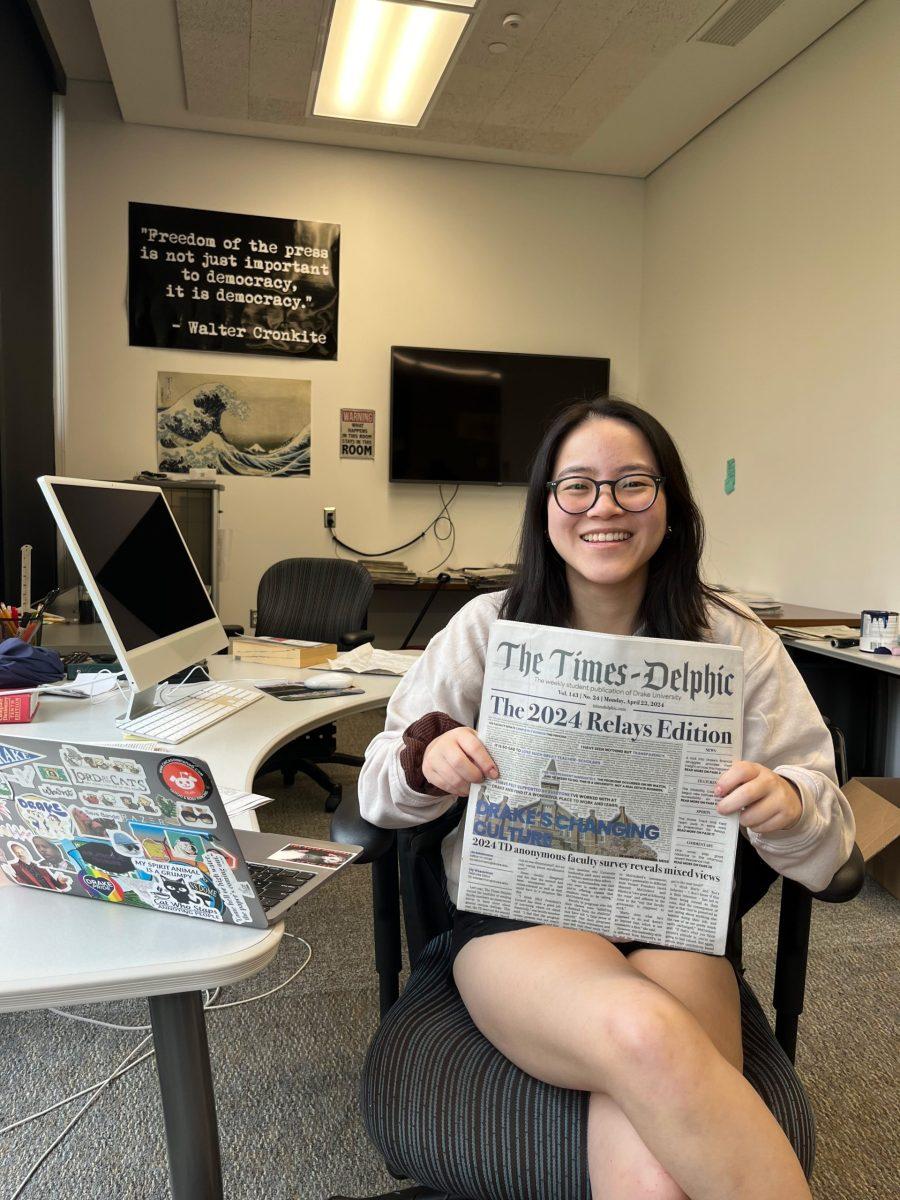 After years with the student newspaper, this years Editor-in-Chief, Lia Reichmann, will conclude her time at Drake. Photo by Caroline Siebels-Lindquist | Commentary Editor