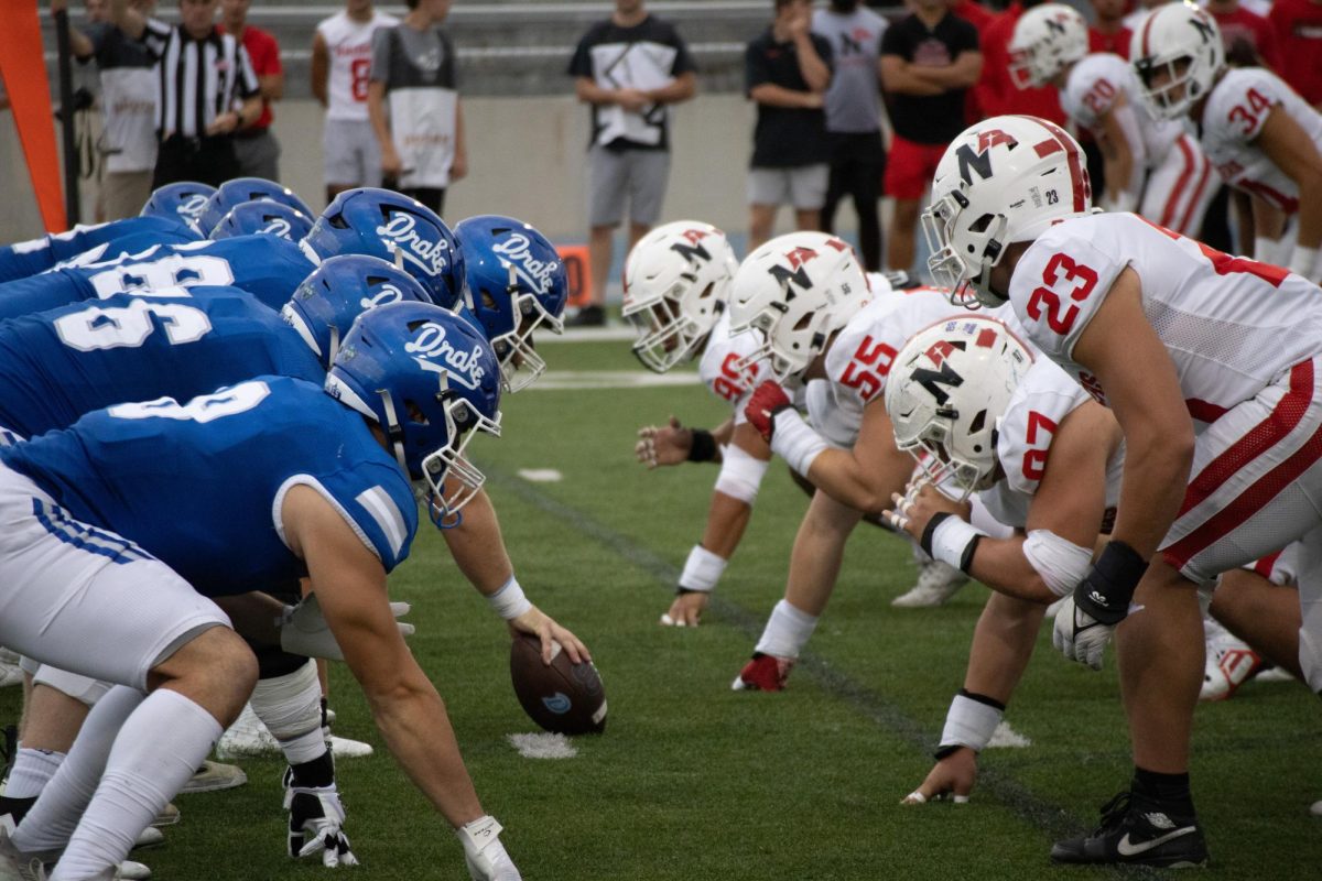 Drake Men's Football played Northwestern College in the team’s second game of the 2023-24 season, the team’s best in its history. The game ended in a loss for Drake, with a score of 27-24 in overtime.