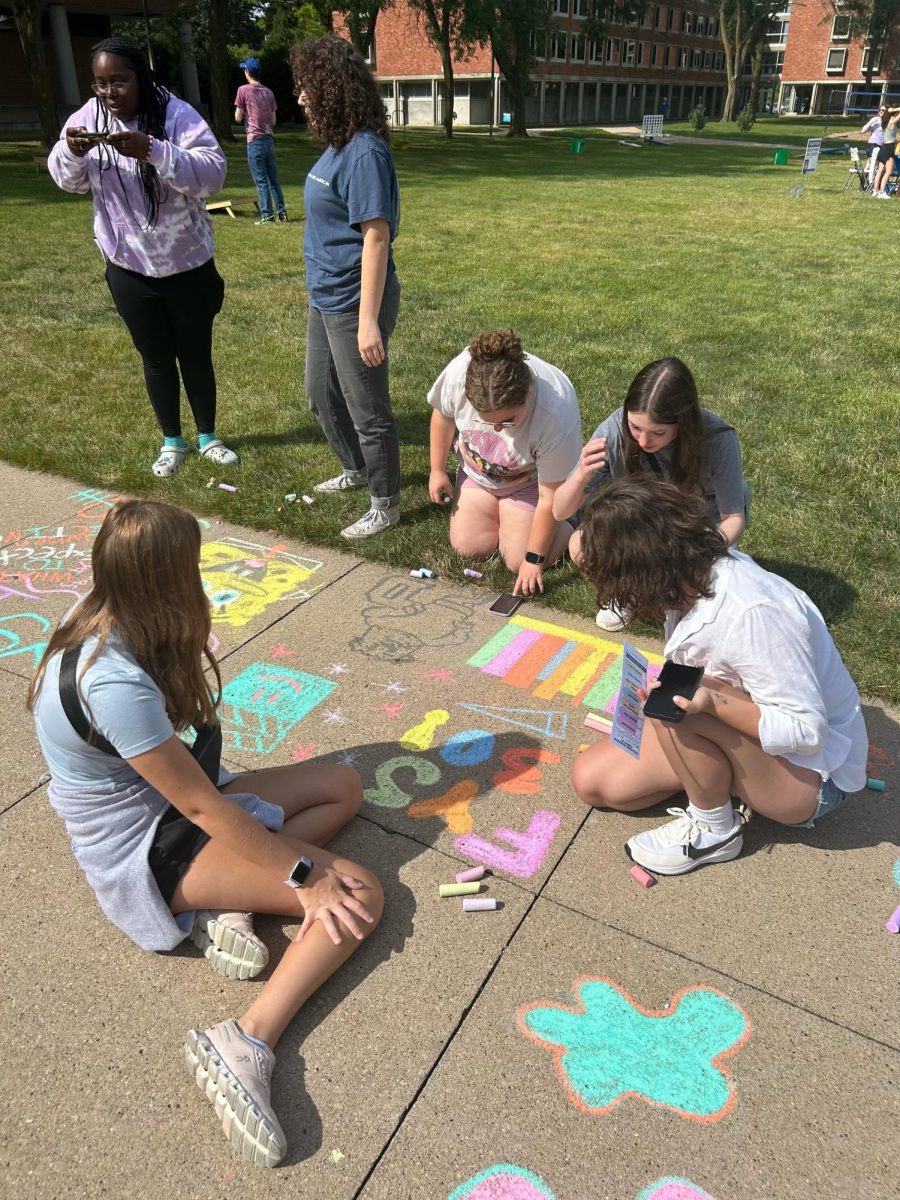 First-year students participate in a Painted Street activity during Welcome Weekend. Photo courtesy of Gunner Onkst.