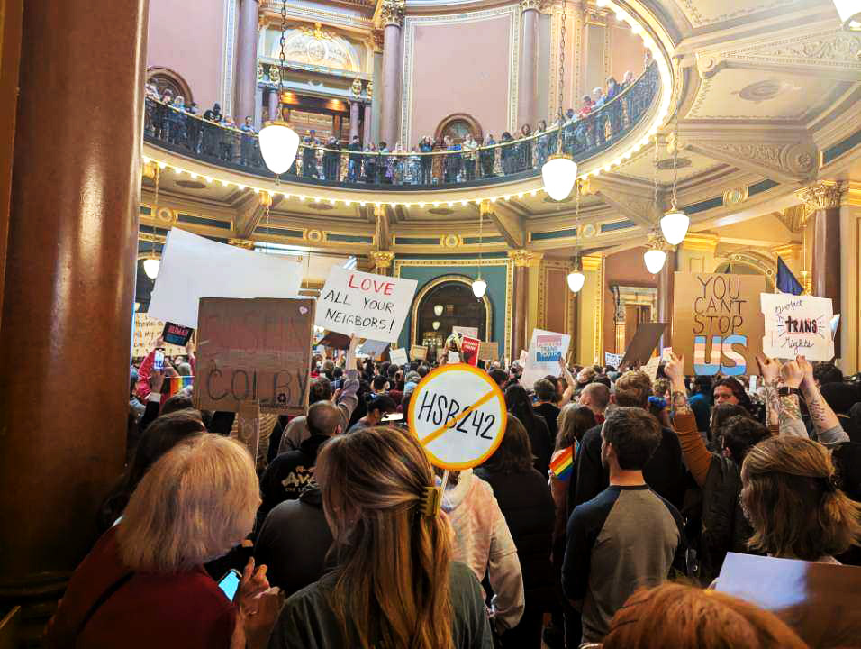 Thousands of protestors entered the capitol this morning chanting "no justice, no peace," as the House and Senate voted. Photo courtesy of Leo Nash.