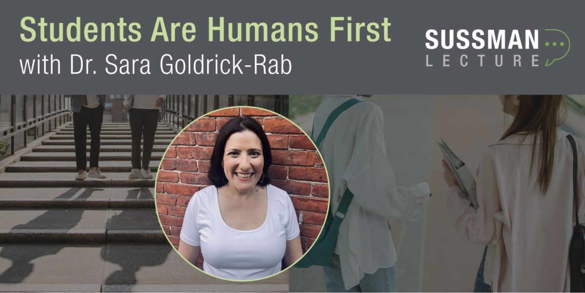 Sussman lecturer Dr. Sara Goldrick-Rab shared her experiences meeting college students who were experiencing food and housing insecurity. Photo courtesy of the Harkin Institute.