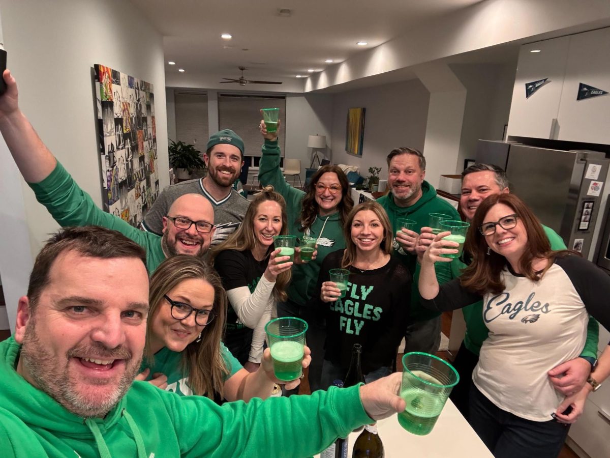 Eagles fans in Philadelphia celebrate the Birds 40-22 win over the Chiefs on Sunday. Photo courtesy of Matthew Skilton