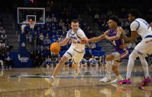 Drake men's basketball became first team during the 2024-25 season to reach 20 wins with a clean win against Northern Iowa. The team only has eight games left in the season and currently sits at 20-2 going into the Murray State game on Feb. 4.