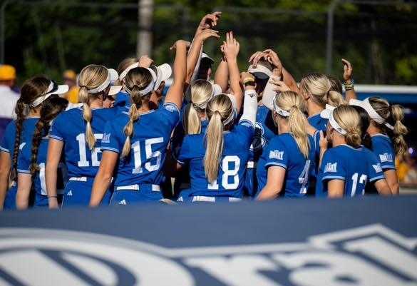 Drake Women's Softball Players said they train both physically and mentally to prepare for their spring conference season. Photo courtesy of Ginnie Coleman.