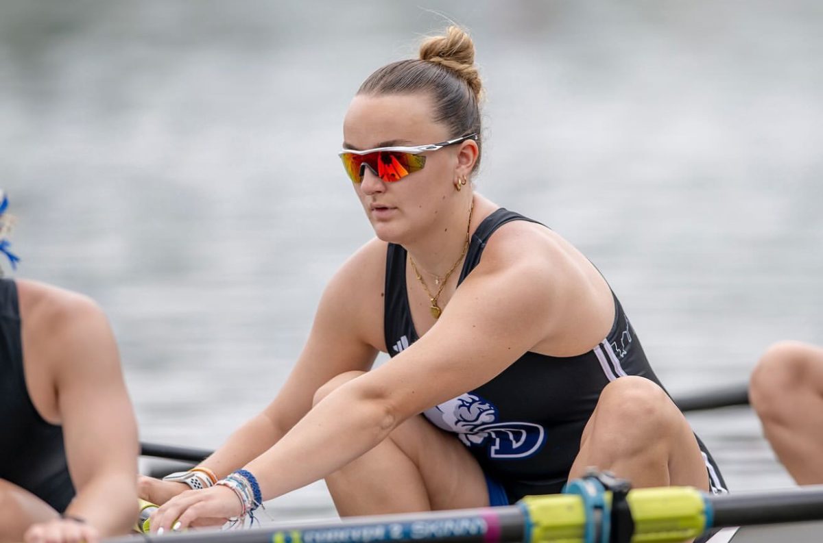 Captain Maggie Poltrock and Drake Women's Rowing has a packed spring schedule including travels for spring break and meets as far as Michigan to take on some of the nation’s toughest competition. Photo courtesy of Drake Rowing