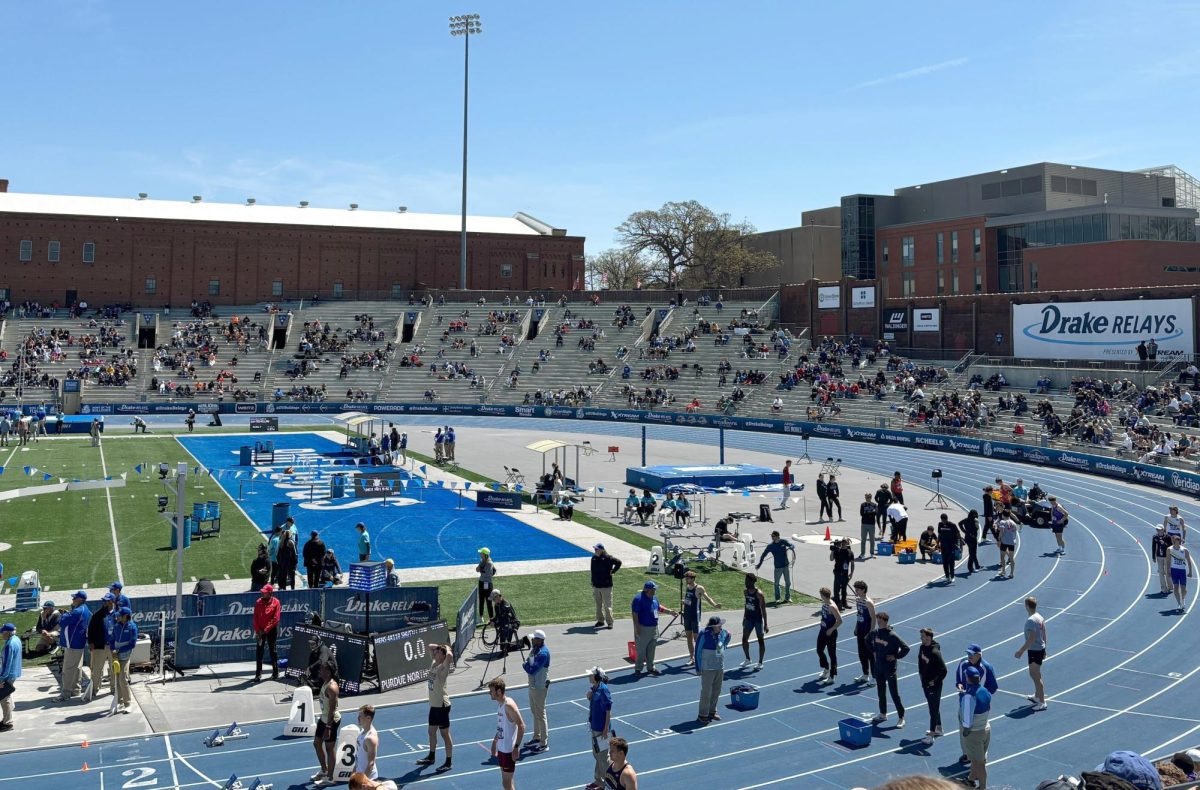 Olympic couple Hunter Woodhall and Tara Davis-Woodhall competed together for thr first time during Drake Relays.  Woodhall competed among non-Paralymic athletes, which he expresses gratitude towards Drake Relays for “opening up the opportunity” for him to compete. 