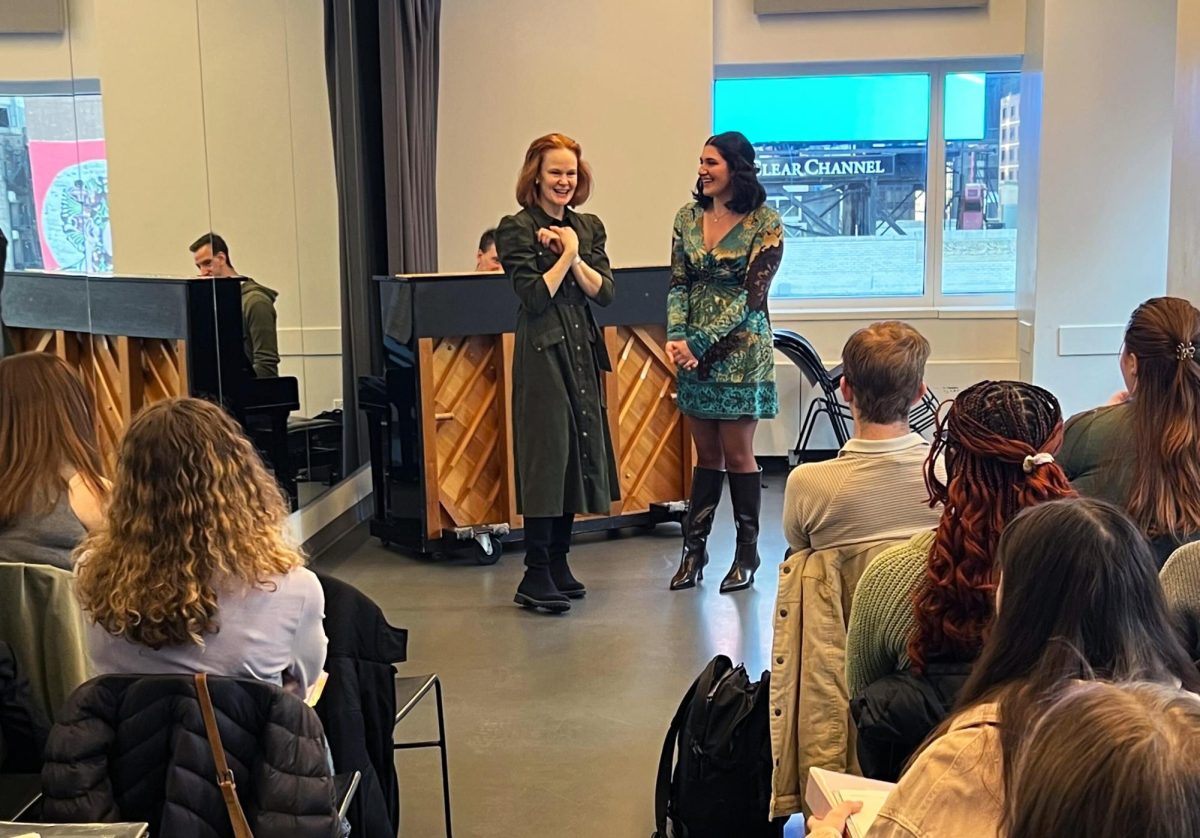 Junior Camryn Caruso works with Broadway actress Kate Baldwin during a masterclass in New York City. During their J-term trip, students had the opportunity to learn from and receive audition feedback from industry professionals. 
Photo courtesy of Camryn Caruso