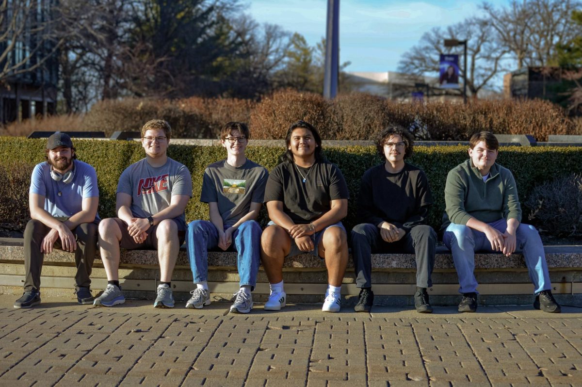 Students for Solidarity members Kaden Shatswell, Drew Page, Jose Castillo, Domonick Burton, Andersen Ross and Mitchell Moss pose for a photo outside of the Fine Arts Center.  Photo courtesy of Lee Warren
