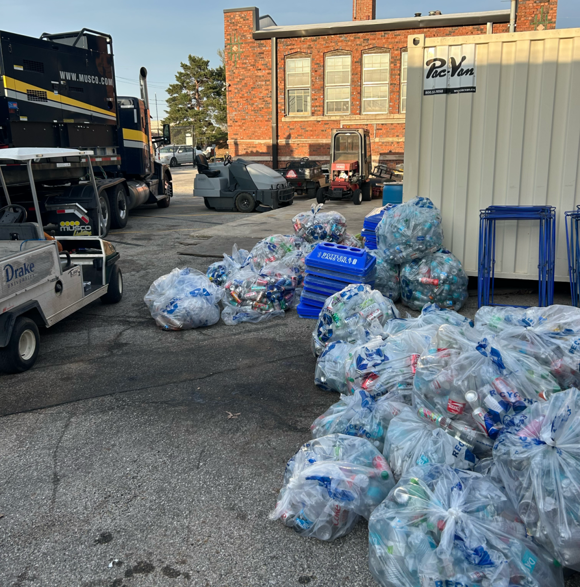 When contaminated or non-recyclable materials are thrown in recycling bins, the whole load often has to be thrown away as trash. Sustainability advocates on campus are working to increase awareness about recycling guidelines so fewer items end up in the dump. Photo courtesy of Allie Raines