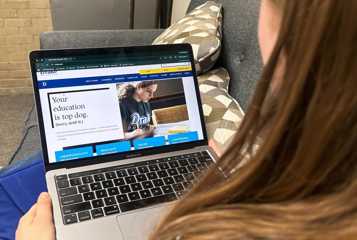 The current version of Drake University's website is pictured. This summer, Drake’s website will have a new look. The redesign has been done in collaboration with the University Communications and Marketing team, Information Technology Services and student connection company Carnegie.